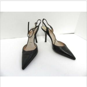 VERA WANG BLACK LEATHER PUMPS W/ ANKLE STRAP SZ 36